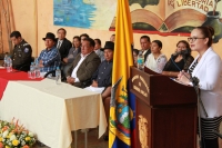 Intervenci&oacute;n de la prefecta subrogante de Imbabura, Mar&iacute;a Gabriela Jaramillo, en la sesi&oacute;n conmemorativa del aniversario de parroquializaci&oacute;n.